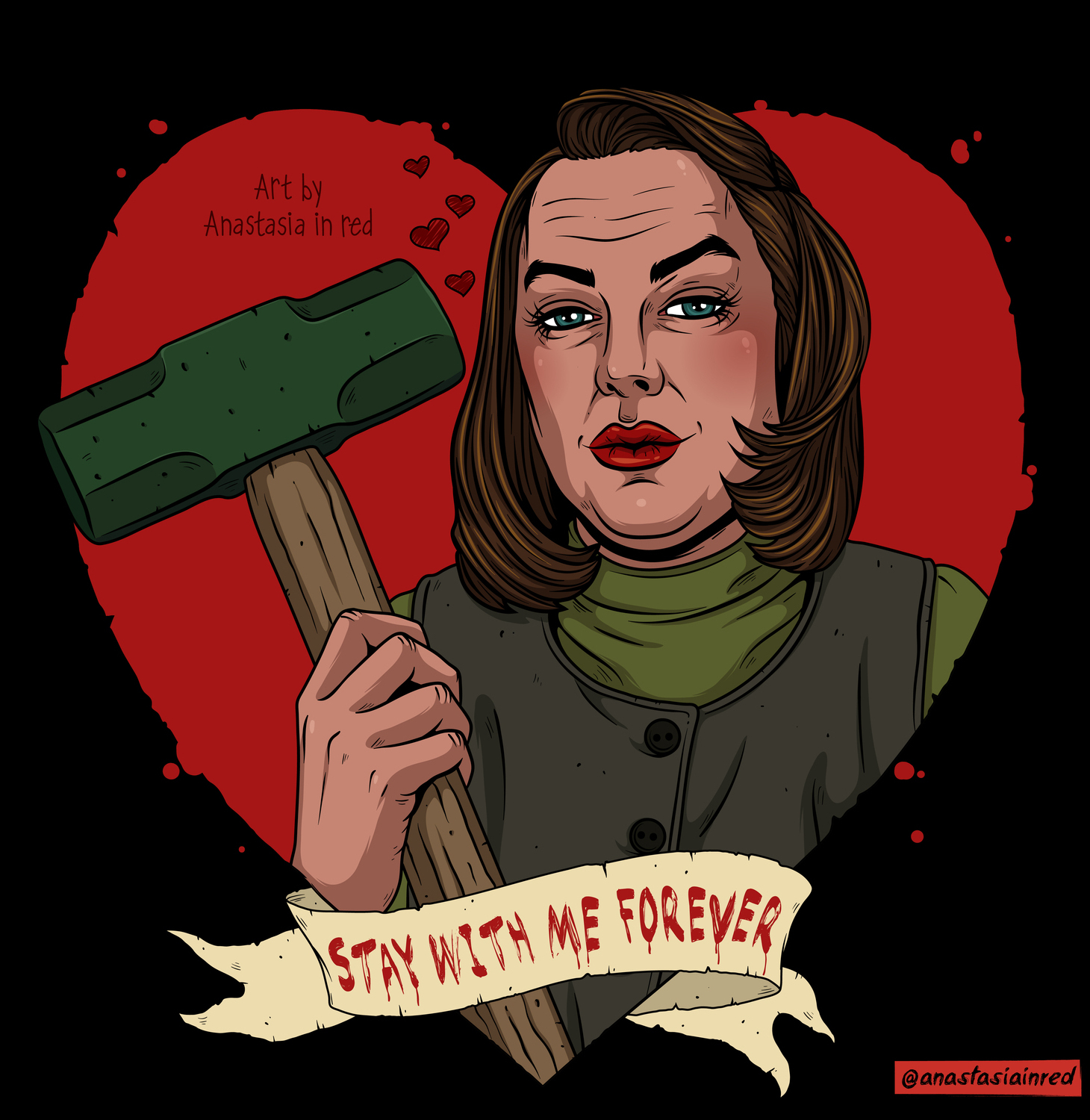 Horror Valentine's card in Annie Wilkes style