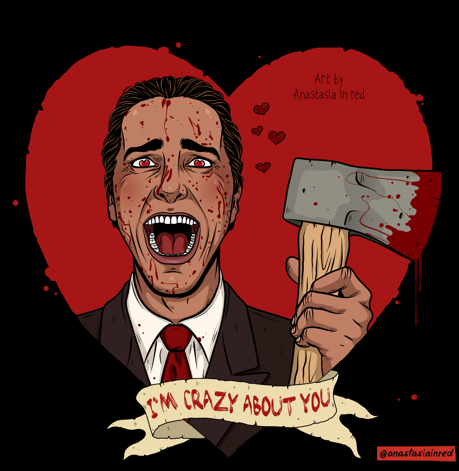  Horror Valentine's card in Patrick Bateman style