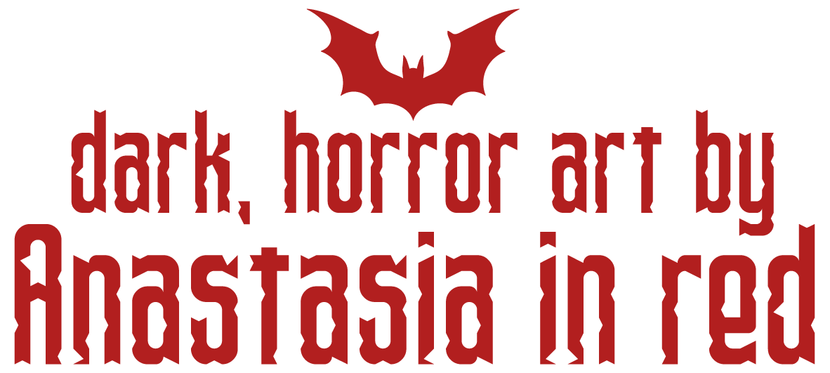 Dark, horror art by Anastasia in red 